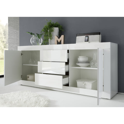 Madia 2 Ante e 3 Cassetti Linea Basic 100% Made in Italy Bianco Laccato Lucido (in KIT)