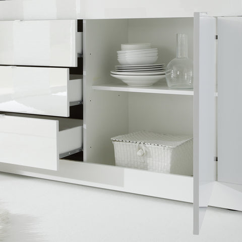 Madia 2 Ante e 3 Cassetti Linea Basic 100% Made in Italy Bianco Laccato Lucido (in KIT)