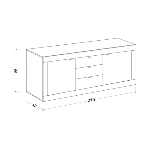 Madia 2 Ante e 3 Cassetti Linea Basic 100% Made in Italy Bianco Laccato Lucido (in KIT)