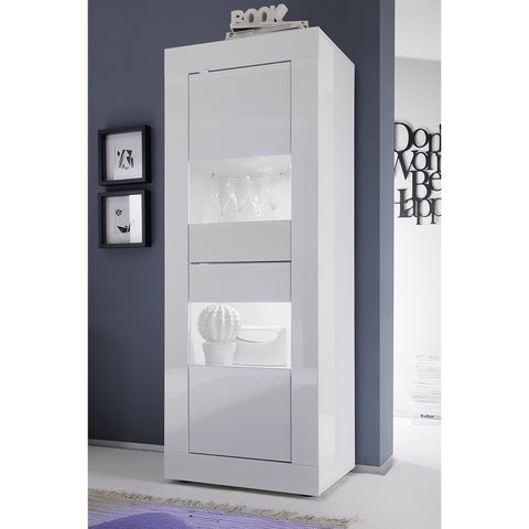 Mobile Vetrina a 2 Ante Linea Basic 100% Made in Italy Bianco Laccato Lucido (in KIT)