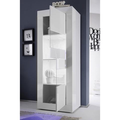 Mobile Vetrina a 2 Ante Linea Basic 100% Made in Italy Bianco Laccato Lucido (in KIT)