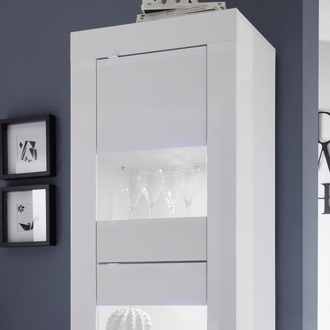 Mobile Vetrina a 2 Ante Linea Basic 100% Made in Italy Bianco Laccato Lucido (in KIT)