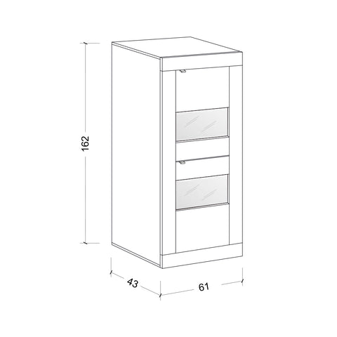Mobile Vetrina a 2 Ante Linea Basic 100% Made in Italy Bianco Laccato Lucido (in KIT)