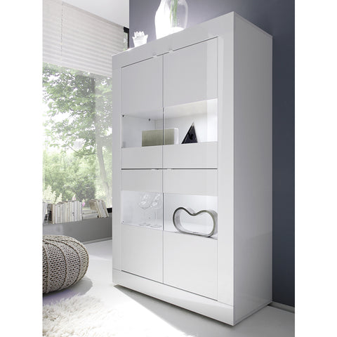 Mobile Vetrina a 4 Ante Linea Basic 100% Made in Italy Bianco Laccato Lucido (in KIT)