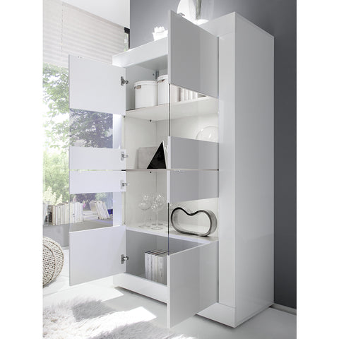 Mobile Vetrina a 4 Ante Linea Basic 100% Made in Italy Bianco Laccato Lucido (in KIT)