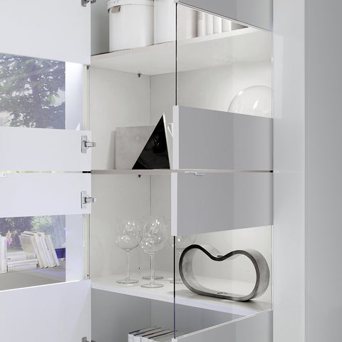 Mobile Vetrina a 4 Ante Linea Basic 100% Made in Italy Bianco Laccato Lucido (in KIT)