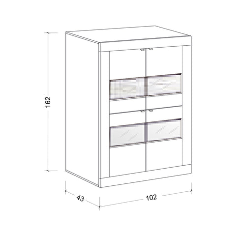 Mobile Vetrina a 4 Ante Linea Basic 100% Made in Italy Bianco Laccato Lucido (in KIT)