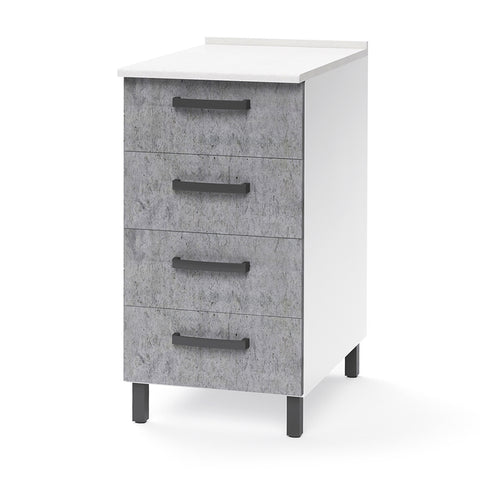 Cassettiera per cucina componibile da 40 cm con 4 cassetti, realizzata in legno 100% MADE IN ITALY
