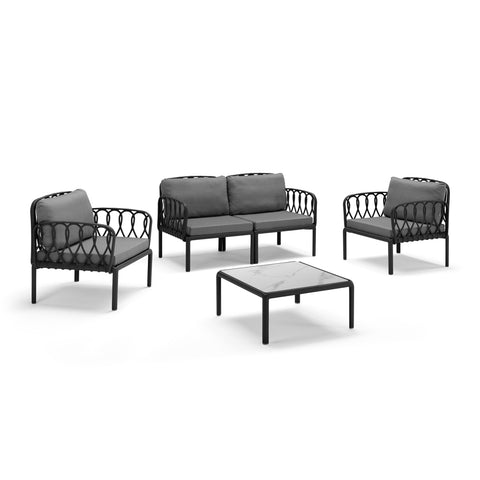 Set da giardino modulare Capri con Divano, Due poltroncine e Tavolino