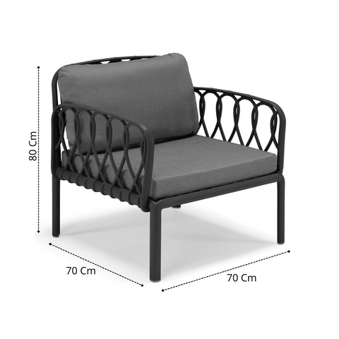 Set da giardino modulare Capri con Divano, Due poltroncine e Tavolino
