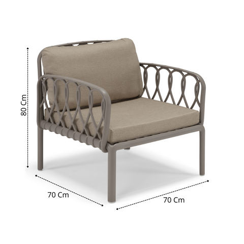 Set da giardino modulare Capri con Divano, Due poltroncine e Tavolino