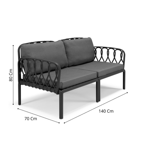 Set da giardino modulare Capri con Divano, Due poltroncine e Tavolino