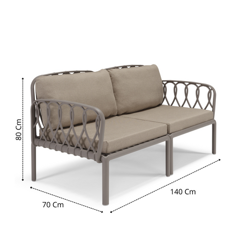 Set da giardino modulare Capri con Divano, Due poltroncine e Tavolino