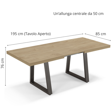 Tavolo da pranzo 145x85 MADE IN ITALY modello GOYA allungabile fino a 195 CM