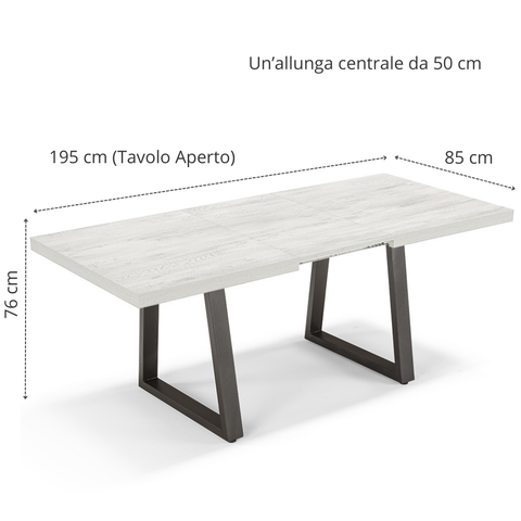 Tavolo da pranzo 145x85 MADE IN ITALY modello GOYA allungabile fino a 195 CM