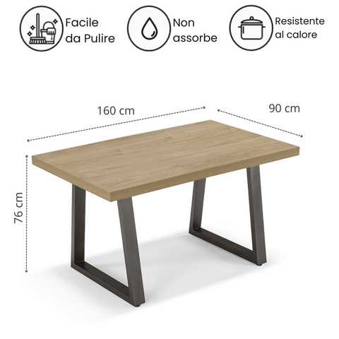 Tavolo da pranzo 160x90 modello MADE IN ITALY GOYA allungabile fino a 260 CM