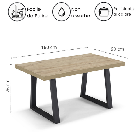 Tavolo da pranzo 160x90 modello MADE IN ITALY GOYA allungabile fino a 260 CM