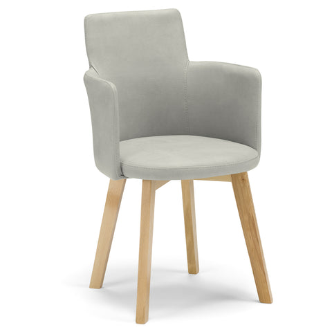 Sedia imbottita in tessuto con gambe in legno faggio