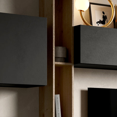 Parete Attrezzata Infinity 12 con 2 Cubi, 3 Elementi a Ribalta, Mensola 100% Made in Italy