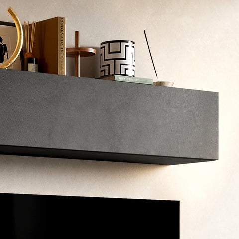 Parete Attrezzata Infinity 12 con 2 Cubi, 3 Elementi a Ribalta, Mensola 100% Made in Italy