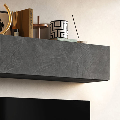 Parete Attrezzata Infinity 12 con 2 Cubi, 3 Elementi a Ribalta, Mensola 100% Made in Italy