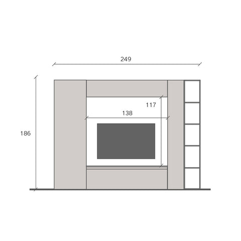 Parete Attrezzata Infinity 9 con Colonna Large, Mobile Porta TV, Colonna Stretta, Elemento a Ribalta, Elemento con Vani a giorno 100% Made in Italy