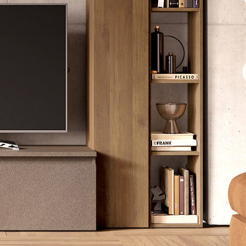 Parete Attrezzata Infinity 9 con Colonna Large, Mobile Porta TV, Colonna Stretta, Elemento a Ribalta, Elemento con Vani a giorno 100% Made in Italy
