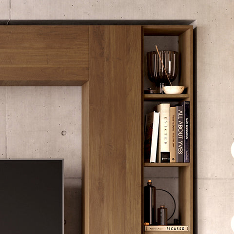 Parete Attrezzata Infinity 9 con Colonna Large, Mobile Porta TV, Colonna Stretta, Elemento a Ribalta, Elemento con Vani a giorno 100% Made in Italy