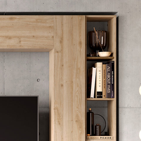 Parete Attrezzata Infinity 9 con Colonna Large, Mobile Porta TV, Colonna Stretta, Elemento a Ribalta, Elemento con Vani a giorno 100% Made in Italy