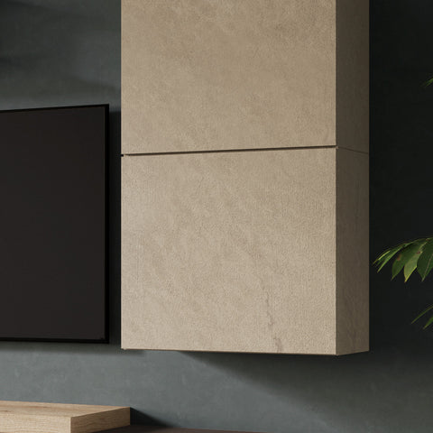 Parete Attrezzata Infinity 2A con Mensola a Terra, Mobile Porta TV, 2 Cubi, 2 Vani a giorno, Mensola 100% Made in Italy