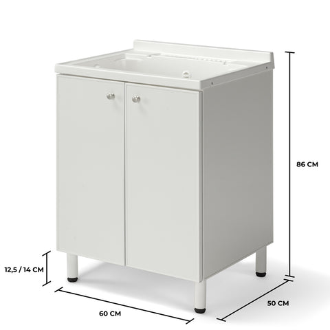 Lavatoio Lavapanni in alluminio 100% MADE IN ITALY NETTUNO 60 x 50 con vasca in ABS e sotto lavatoio