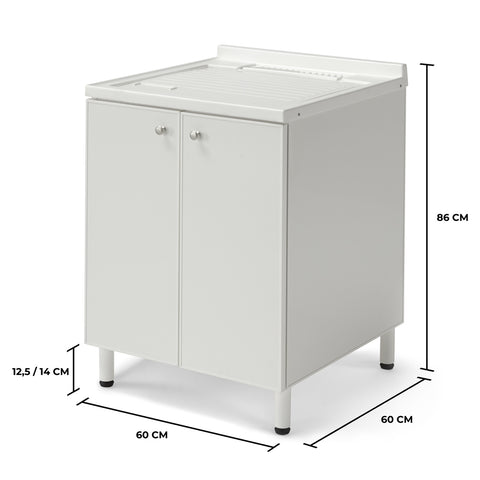Lavatoio Lavapanni in alluminio 100% MADE IN ITALY NETTUNO 60 x 60 con vasca in ABS e sotto lavatoio