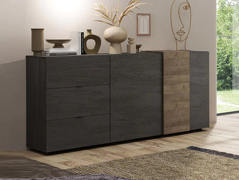 Madia 2 Ante, 3 Cassetti Linea Venus 100% Made in Italy Titanio - Mercure (in KIT)