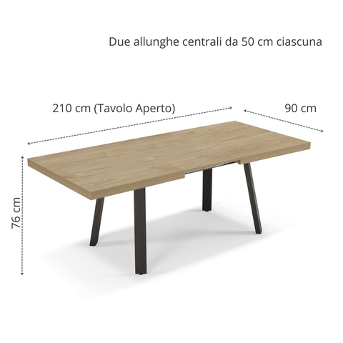 Tavolo da pranzo 160x90 modello MIRO' allungabile fino a 260 CM