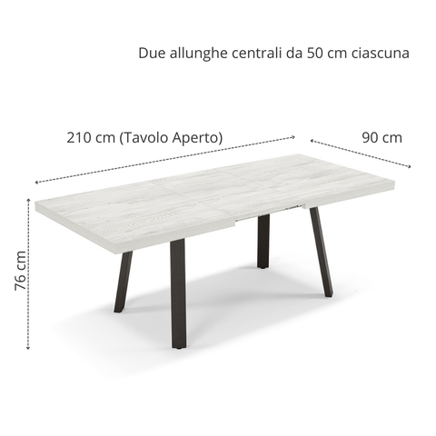 Tavolo da pranzo 160x90 modello MIRO' allungabile fino a 260 CM