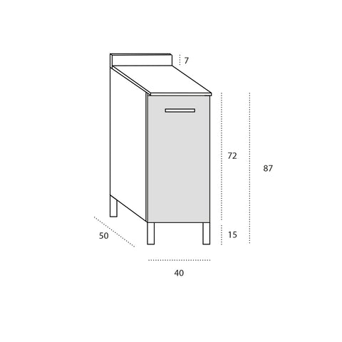 Base per Cucina componibile da 40 cm con 1 Anta linea MAKA, realizzata in legno 100% MADE IN ITALY