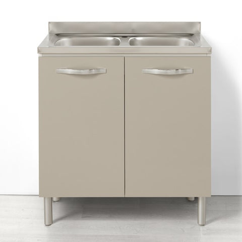Sotto lavello per cucina componibile da 80 cm con 2 ante linea MAKA, realizzata in legno 100% MADE IN ITALY