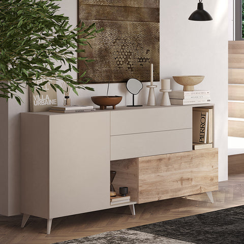 Madia 1 Anta, 2 Cassetti, 2 Vani a giorno Linea Monaco 100% Made in Italy