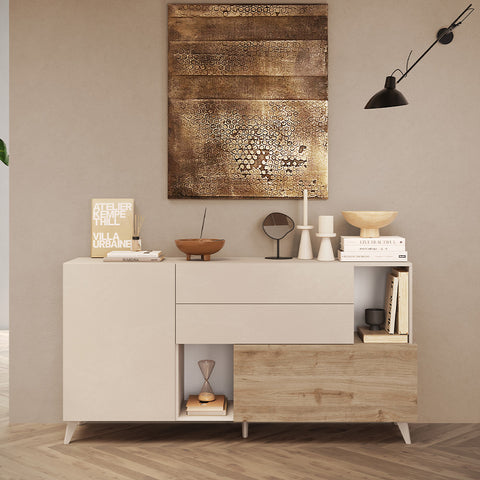 Madia 1 Anta, 2 Cassetti, 2 Vani a giorno Linea Monaco 100% Made in Italy