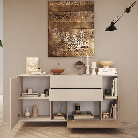 Madia 1 Anta, 2 Cassetti, 2 Vani a giorno Linea Monaco 100% Made in Italy