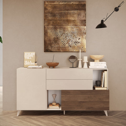 Madia 1 Anta, 2 Cassetti, 2 Vani a giorno Linea Monaco 100% Made in Italy