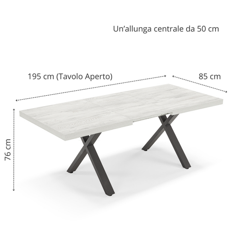 Tavolo da pranzo 145x85 MADE IN ITALY modello PABLO allungabile fino a 195 CM