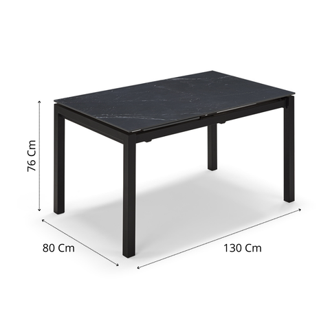 Tavolo da pranzo allungabile 130x80 modello BORA top in grès ceramico