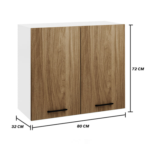 Pensile per cucina componibile da 80 cm con due ante, realizzato in legno 100% MADE IN ITALY