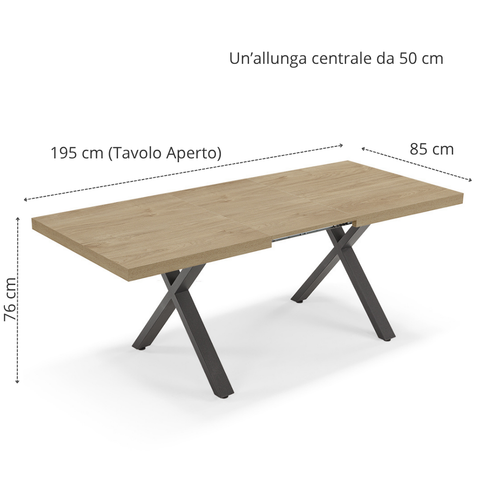 Tavolo da pranzo 145x85 MADE IN ITALY modello PABLO allungabile fino a 195 CM