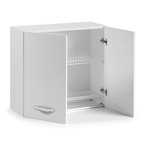 Pensile colapiatti per cucina componibile da 80 cm con due ante, realizzato in legno 100% MADE IN ITALY