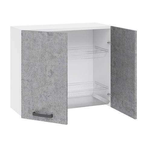 Pensile colapiatti per cucina componibile da 80 cm con due ante, realizzato in legno 100% MADE IN ITALY