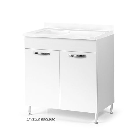 Sottolavello per cucina componibile da 80 cm con due ante, realizzata in legno 100% MADE IN ITALY