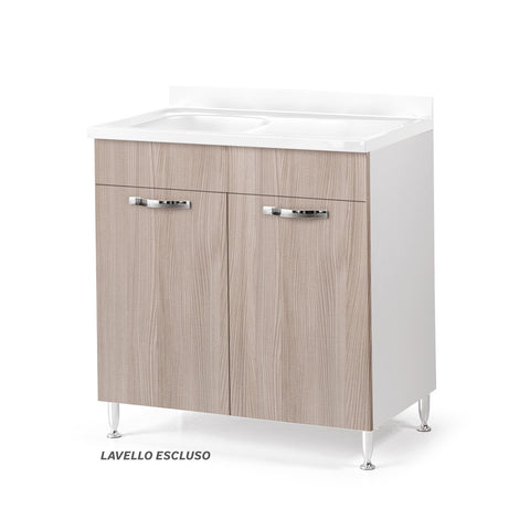 Sottolavello per cucina componibile da 80 cm con due ante, realizzata in legno 100% MADE IN ITALY