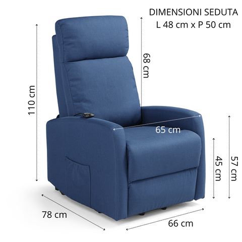 Poltrona elettrica relax 2 motori Seattle Plus New adatta per piccoli spazi Con Kit Optional Batteria